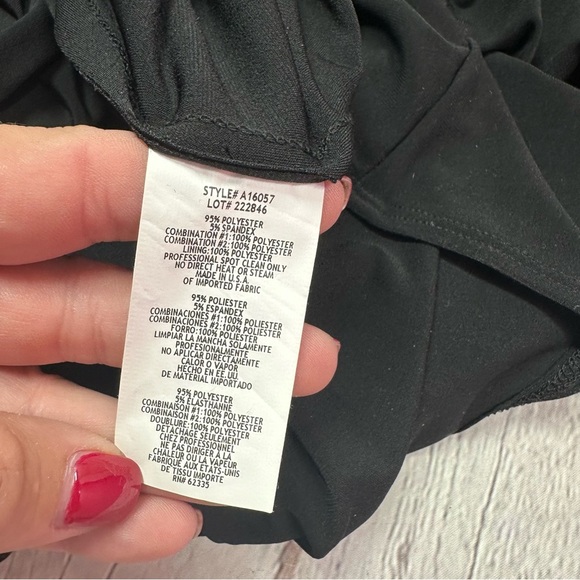 betsy & adam formal evening dress sz 14  black cream sheer top empire waist - Picture 9 of 12